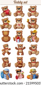 Bears teddy design vector set