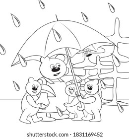 bears and umbrella, coloring book