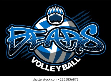 bears volleyball team design with ball for school, college or league sports