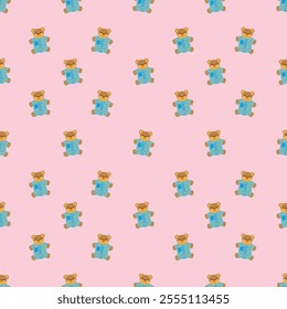 Bears wear pajamas pattern for fabric and seamless background.