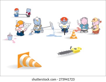 Bears workers. Allegory. Vector
