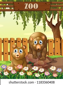 Bears in the zoo template illustration