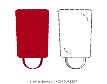 Bearskin Hat with chain strap. Summer Head Fashion accessory cap clothing technical illustration. Vector headgear for Men, women, unisex style, flat template CAD mockup sketch outline isolated