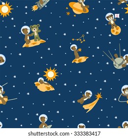 Bear-spaceman seamless pattern