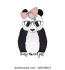 beary cute panda, animal illustration