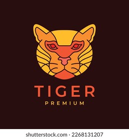 beast animal tiger face head colorful modern simple logo design vector