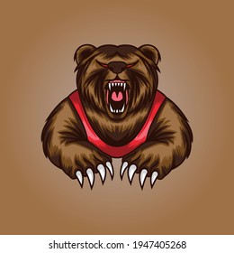 Beast Bear Vector Illustration for Tshirt or Mascot Logo