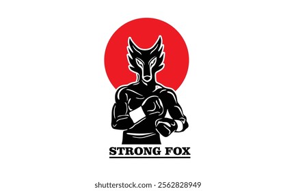 beast boxer with fox face logo, silhouette of great boxer in action vector illustrations