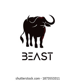 beast bull logotype, black wild animal beast, vector illustrations