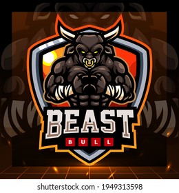 Beast Bull Mascot Esport Logo Design Stock Vector (Royalty Free ...