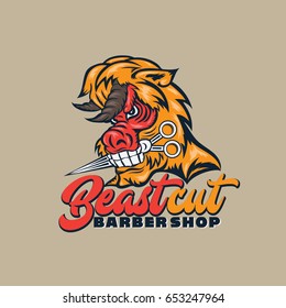 Beast Cut Barber Shop Logo Vector
