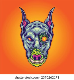 Beast dog head zombie monster vector illustrations for your work logo, merchandise t-shirt, stickers and label designs, poster, greeting cards advertising business company or brands