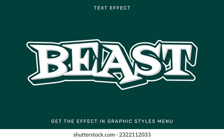 Beast editable text effect in 3d style. Text emblem for advertising, branding, business logo