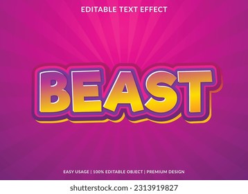 beast editable text effect template with abstract background and 3d style use for business brand and logo