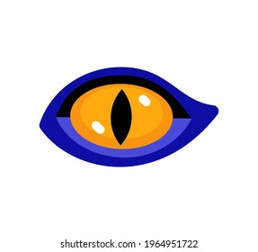 Beast eye. Eye of wild cat or hawk. Vector isolated on white.