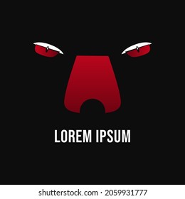 Beast face logo. Wild animal eye and nose vector illustration. Animal angry logo. Safari wild animal. Jungle wild animal.
