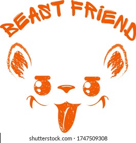 Beast friend. Silhouette of a cute french buldog. Pun in the title wich mean best friend in an animal image. Vector illustration.
