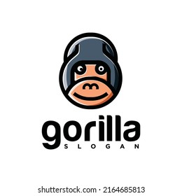 Beast Gorilla Head Logo Mascot Modern And Simple Style Head Animal Vector flat design
