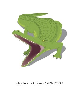 Beast Green Crocodile Attacking Animal reptile Design