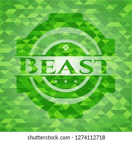 Beast green emblem with triangle mosaic background