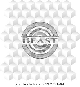 Beast grey badge with geometric cube white background