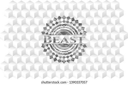 Beast grey badge with geometric cube white background