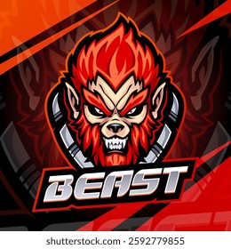 Beast head esport mascot logo design