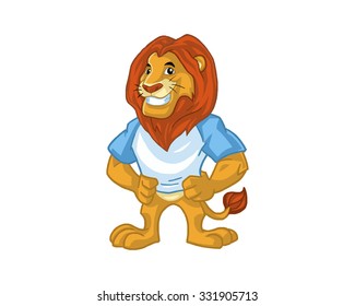 beast lion leo standing mascot cartoon character