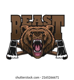 beast logo with bear head and axe