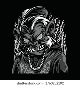 Beast Mode Black and White Illustration