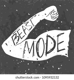 Beast mode lettering. Stock vector illustration for sport motivation, gym slogan, fitness inspirational quote, t-shirt workout print.