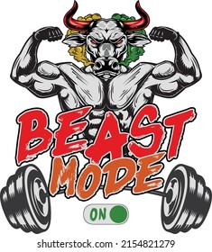 Beast Mode On Illustration Vector Design for Shirt Print, Sticker and on other printable items. 