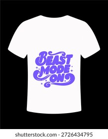 Design de camiseta com letras roxas Beast Mode On Typography