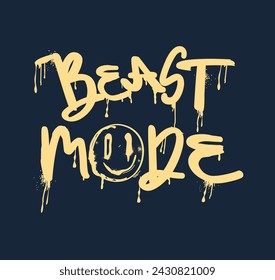 beast mode and smiling slogan tee illustration vector.