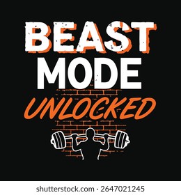 Besta Modo desbloqueado Motivational Fitness Tipografia Design com Weightlifter Silhueta