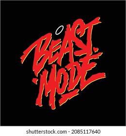 BEAST MODE.vector illustration.decorative red font on a black background.modern typography design.lettering perfect for fashion,social media,web design,poster,sticker,t-shirt,bags,banner,postcard,etc