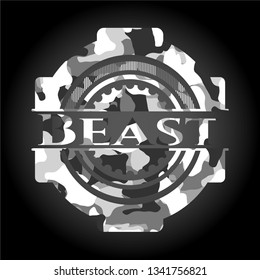 Beast on grey camouflage texture
