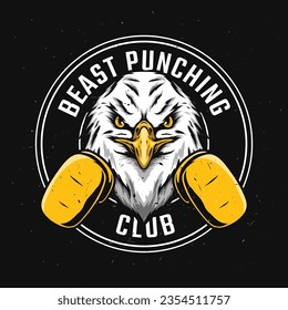 beast punching club with eagle head drawing