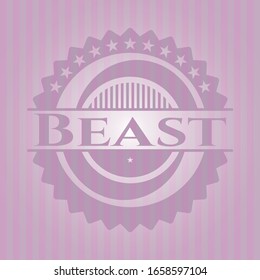 Bestimme ein realistisches rosa Emblem. Vektorillustration Illustration. Detaillierte Angaben.