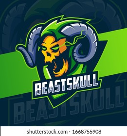beast skull head mascot esport logo design