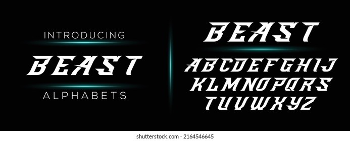 BEAST, Sports minimal tech font letter set. Luxury vector typeface for company. Modern gaming fonts logo design.