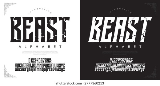 Beast Strong Crack Stone Alphabet Font with Bold Heavy Display Style for Gym and Sports