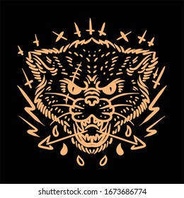 beast tattoo line art vector design