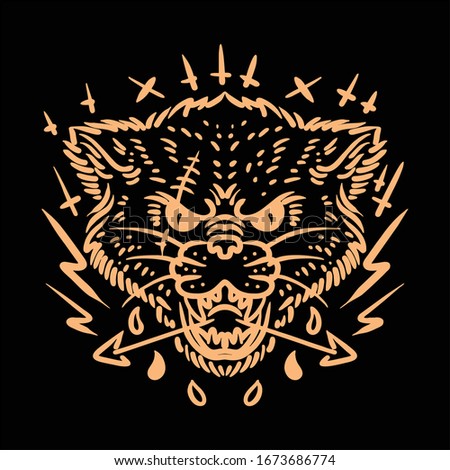 beast tattoo line art vector design