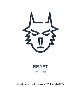 beast thin line icon. animal, cute linear icons from fairy tale concept isolated outline sign. Vector illustration symbol element for web design and apps.