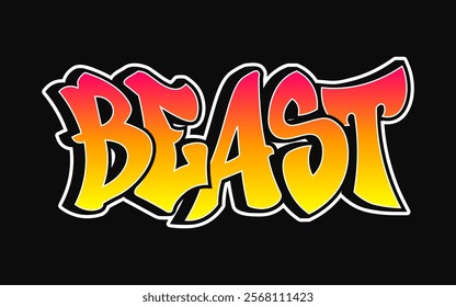 Beast word trippy psychedelic graffiti style letters.Vector hand drawn doodle cartoon logo Beast illustration. Funny cool trippy letters, fashion, graffiti style print t-shirt, poster concept