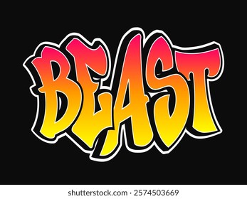 Beast word trippy psychedelic graffiti style letters. Vector hand drawn doodle cartoon logo Beast illustration. Funny cool trippy letters, fashion, graffiti style print t-shirt, poster concept