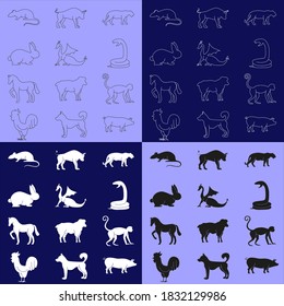 Beasts Chinese horoscope. New Year.