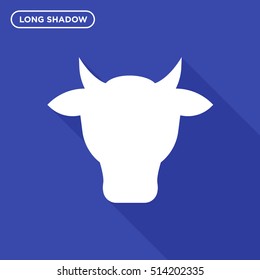 Beasts mammals  vector icon on blue background with long shadow