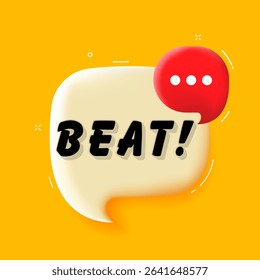 Beat. 3D speech bubble with bold lettering. Colorful pop art style. Vector illustration for business, motivation, and advertising.